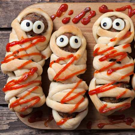 Halloween Mummy hot dogs