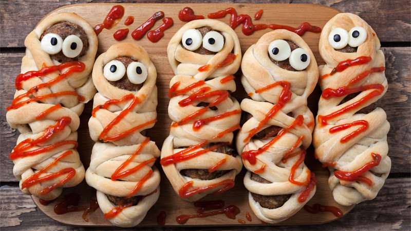 Halloween Mummy hot dogs