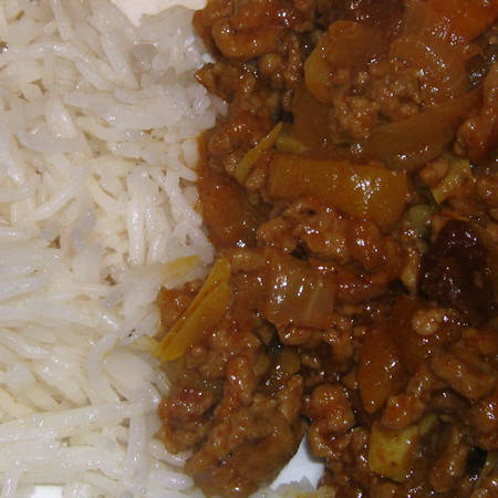Spieced mince and rice