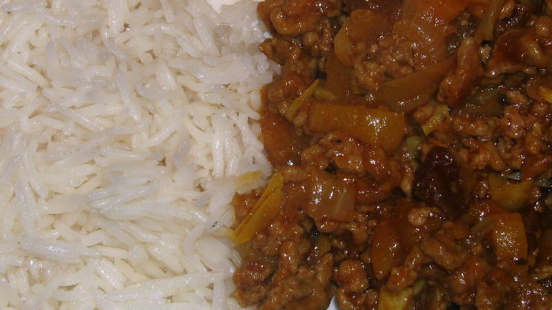 Spieced mince and rice